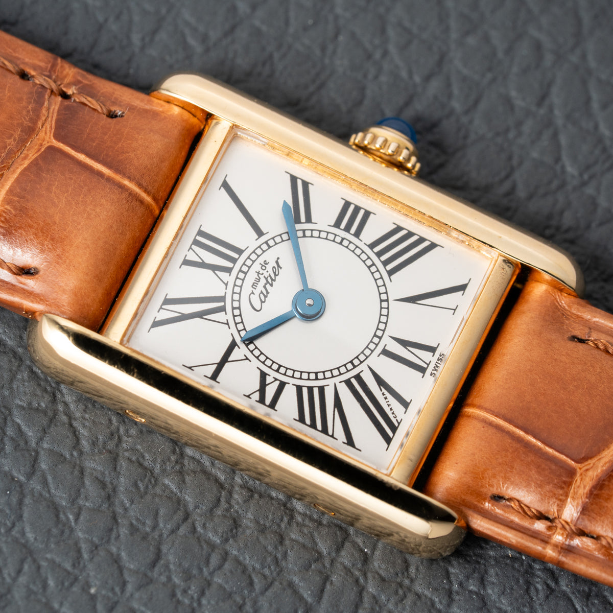 Cartier Must de Tank Vermeil White Opaline Roman Dial PM Ref. 5057001