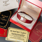 Cartier Must de Tank Vermeil Burgundy Red Dial PM 1979 Full Set