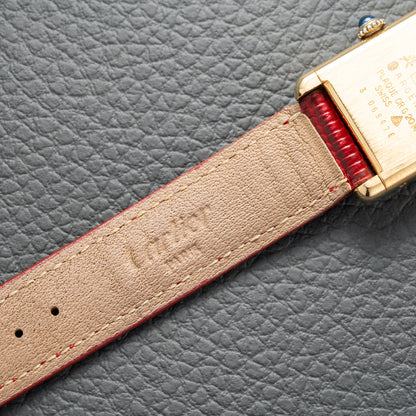 Cartier Must de Tank Vermeil Burgundy Red Dial PM 1979 Full Set