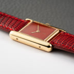 Cartier Must de Tank Vermeil Burgundy Red Dial PM 1979 Full Set