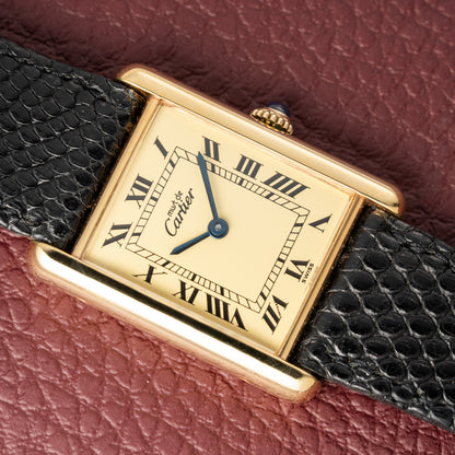 Cartier Must de Tank Vermeil Lemon Roman 1990s Mint Condition