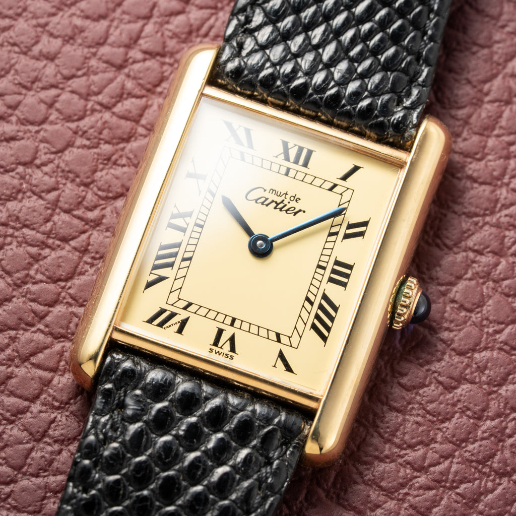 Cartier Must de Tank Vermeil Lemon Roman 1990s Mint Condition