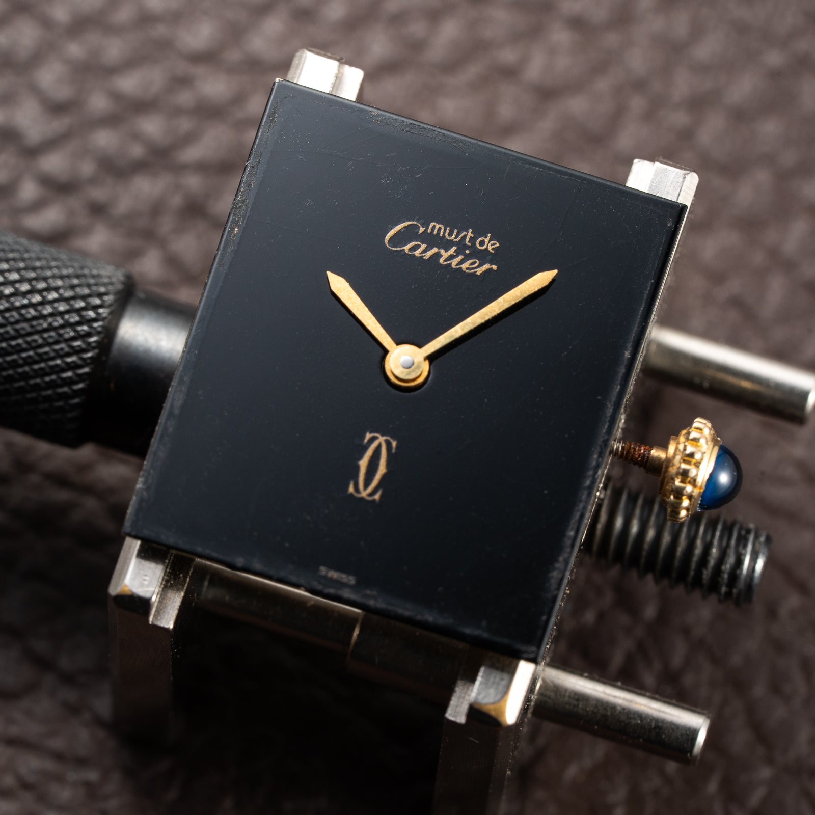 Cartier Tank Must de Black 'Onyx' Dial Vermeil GM from 1990s