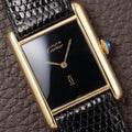 Cartier Tank Must de Black 'Onyx' Dial Vermeil GM from 1990s