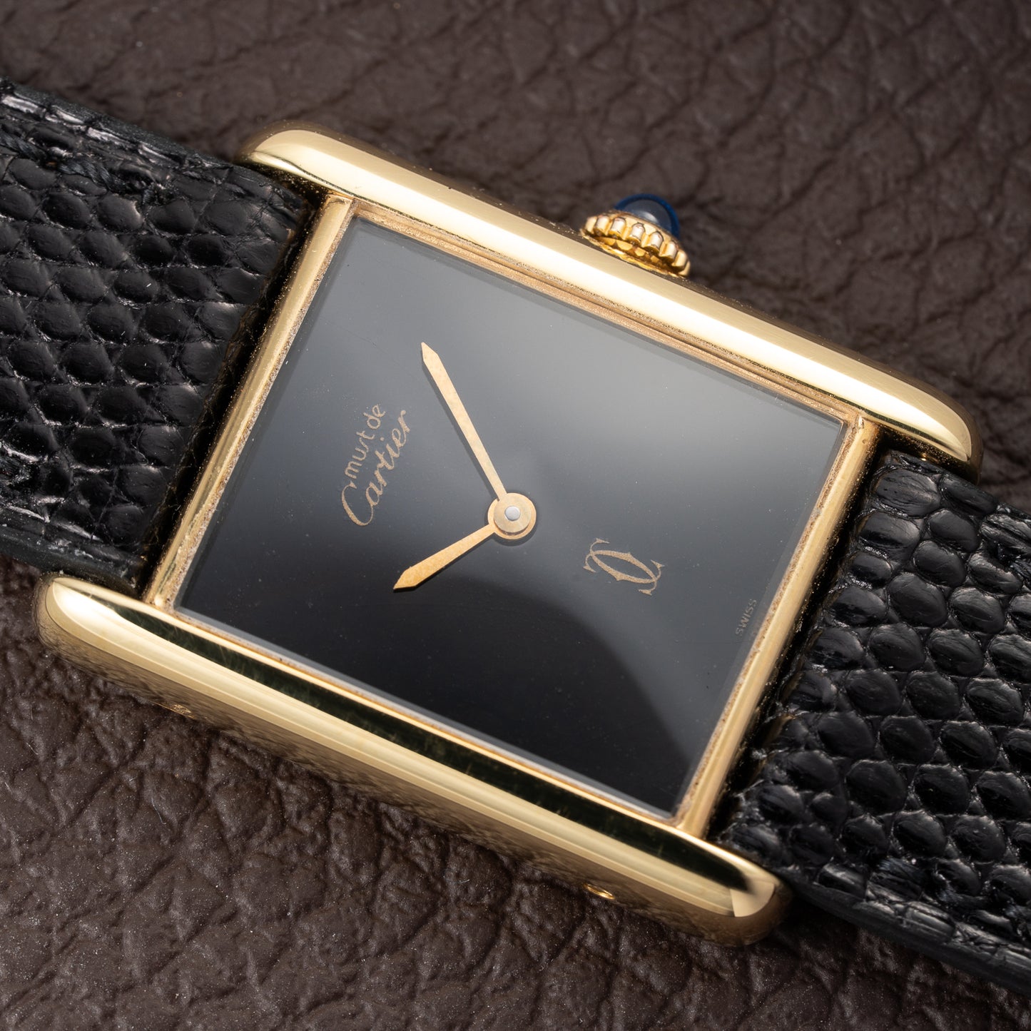 Cartier Tank Must de Black 'Onyx' Dial Vermeil GM from 1990s