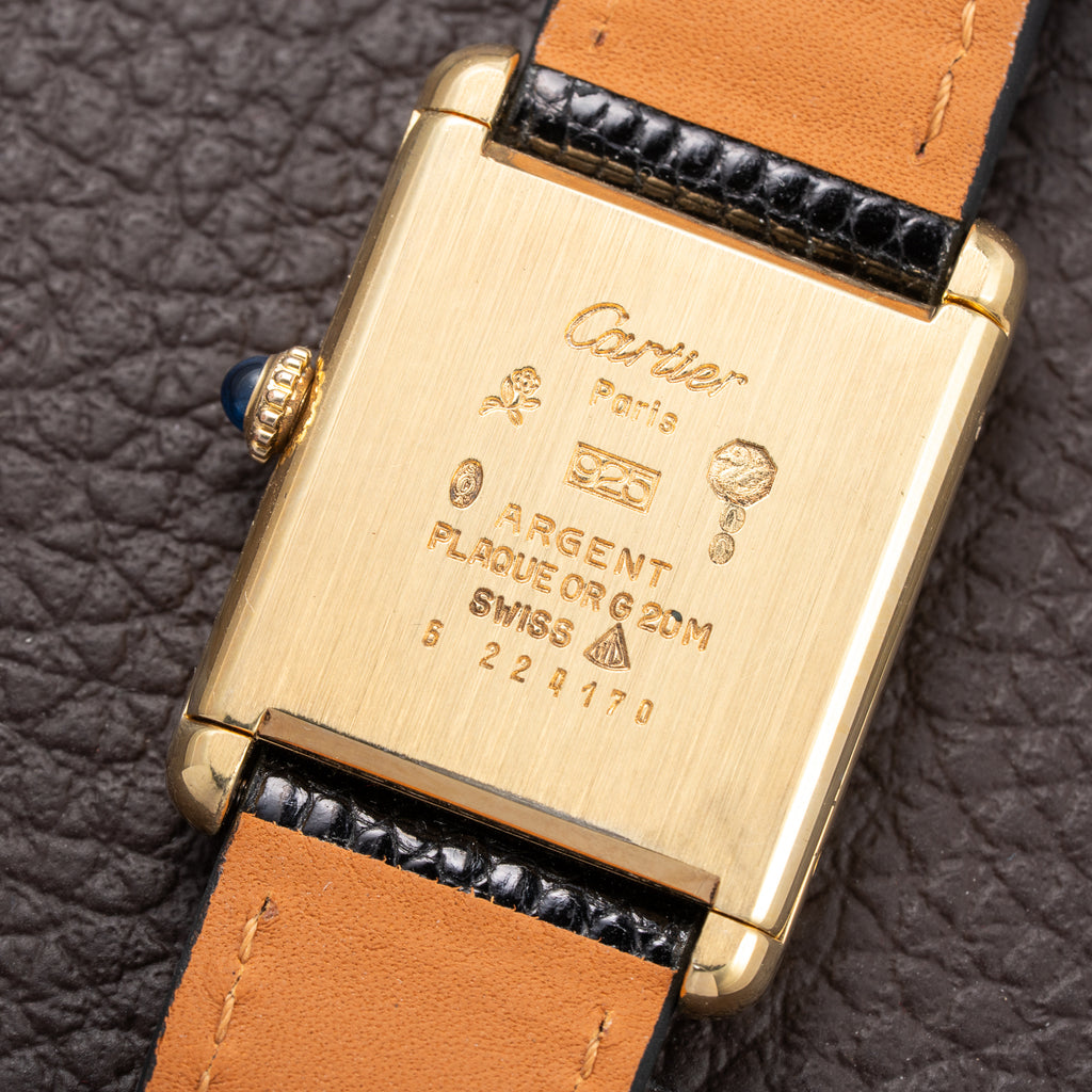 Cartier Tank Must de Black 'Onyx' Dial Vermeil GM from 1990s