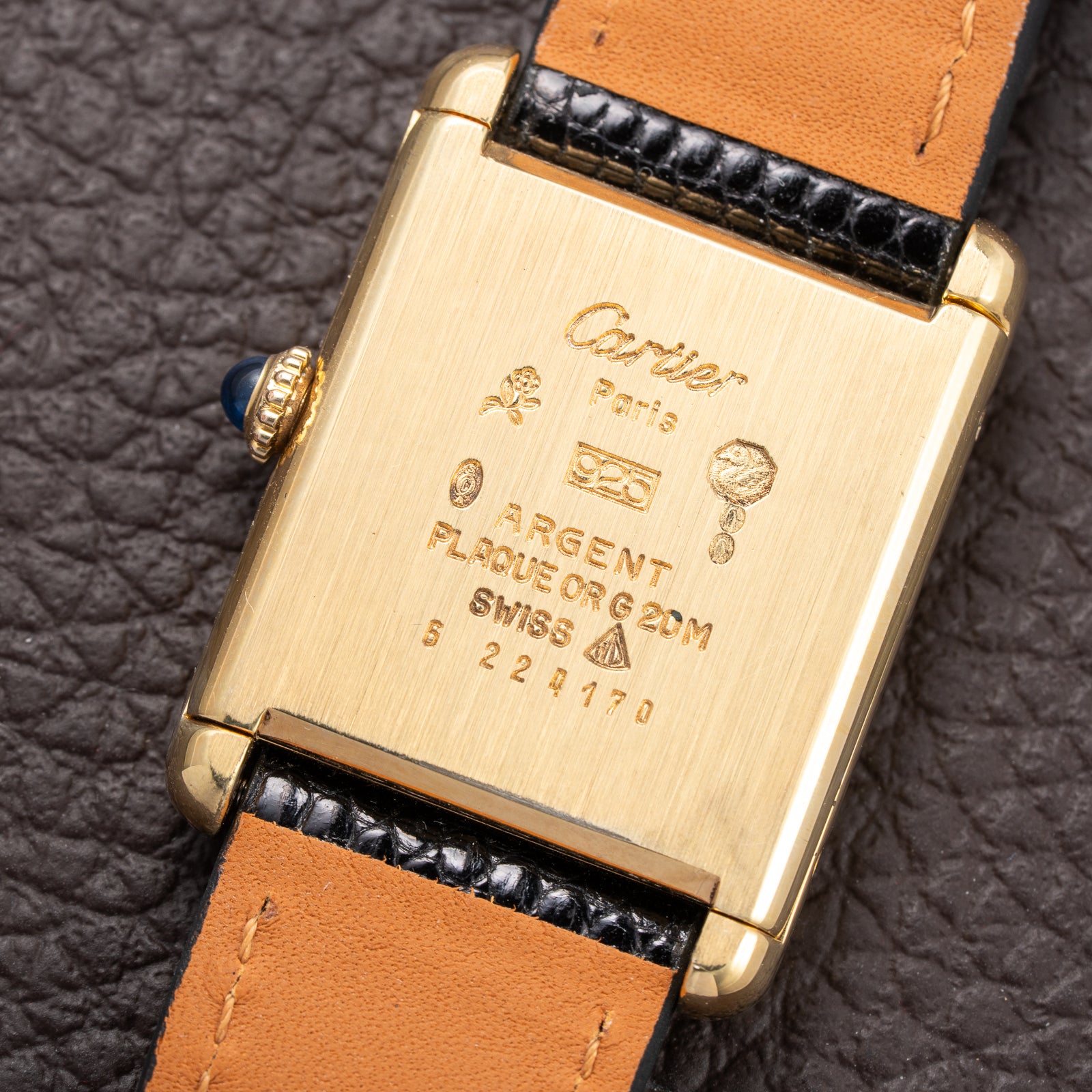 Cartier Tank Must de Black 'Onyx' Dial Vermeil GM from 1990s
