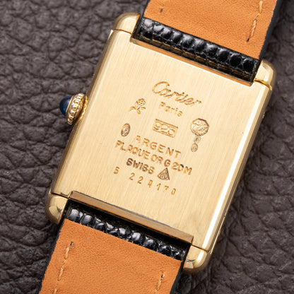 Cartier Tank Must de Black 'Onyx' Dial Vermeil GM from 1990s