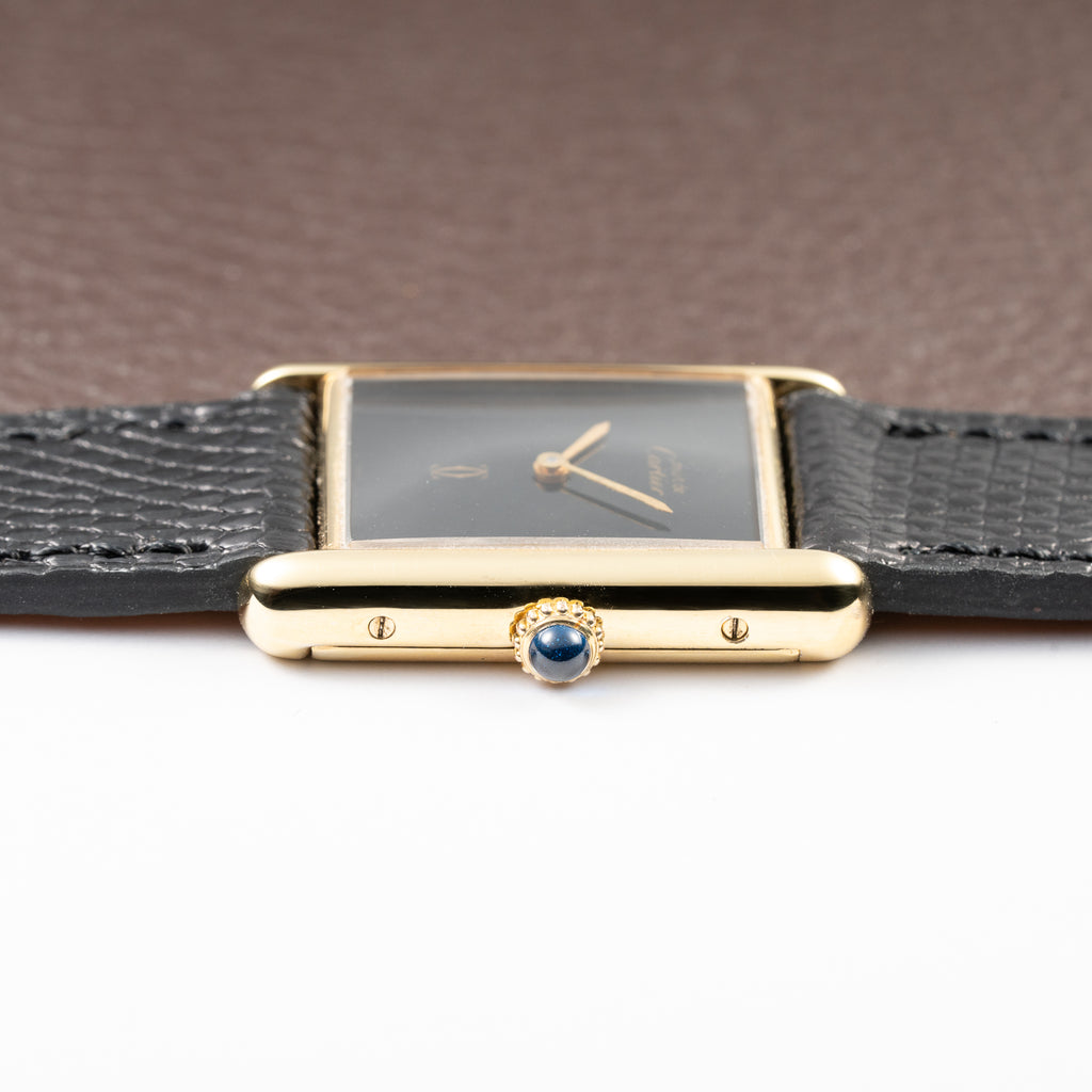 Cartier Tank Must de Black 'Onyx' Dial Vermeil GM from 1990s