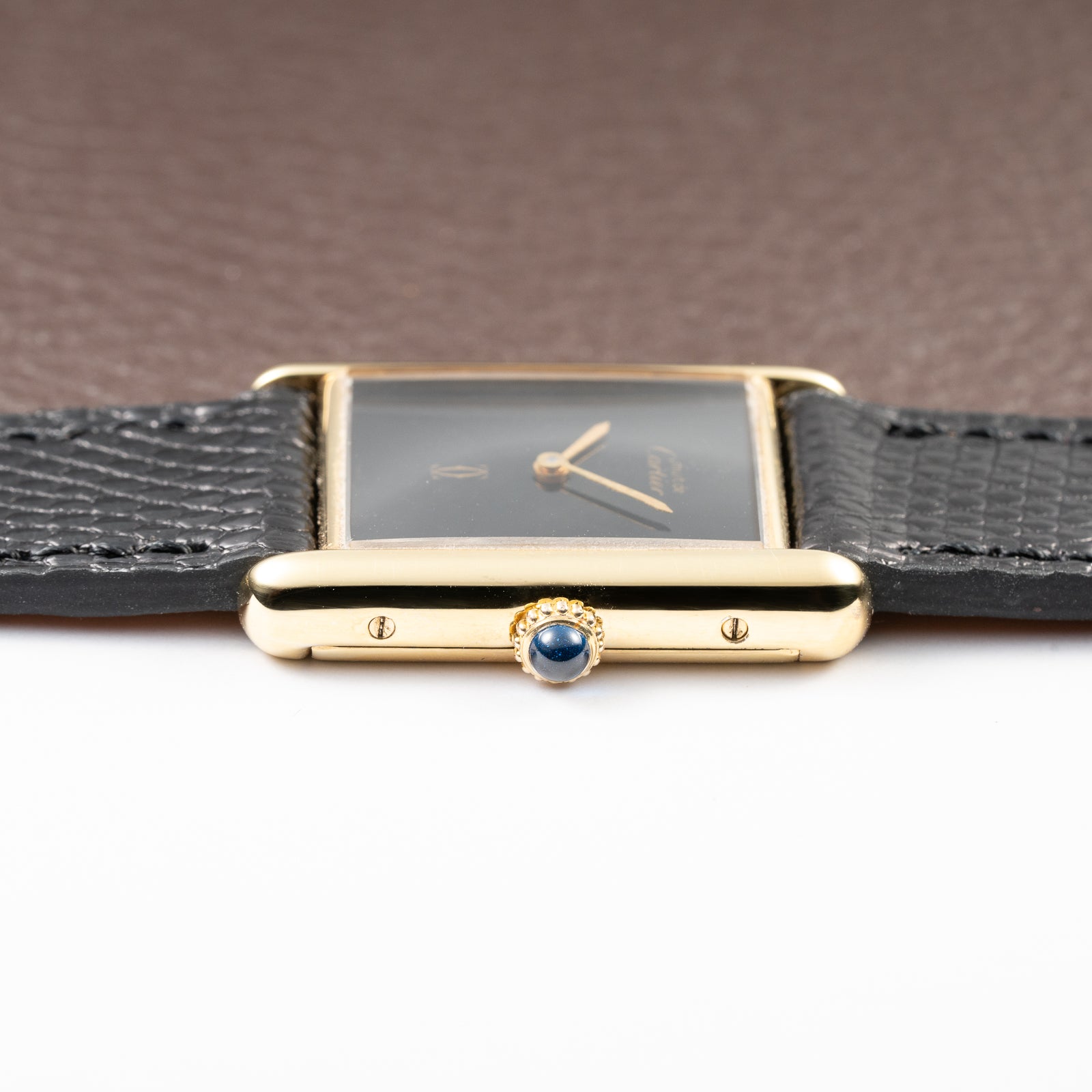 Cartier Tank Must de Black 'Onyx' Dial Vermeil GM from 1990s