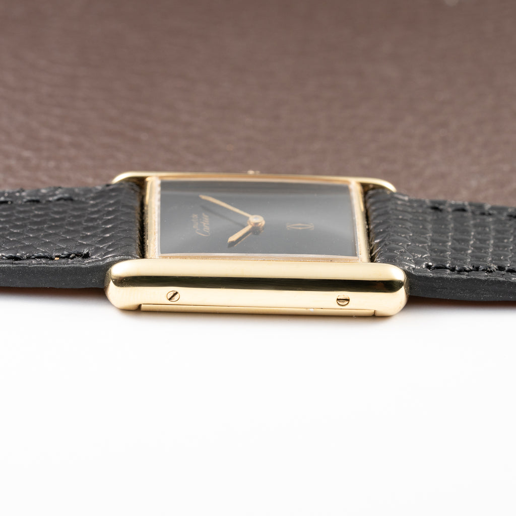 Cartier Tank Must de Black 'Onyx' Dial Vermeil GM from 1990s