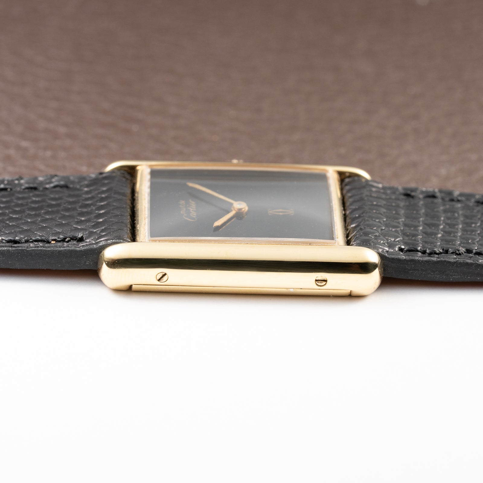 Cartier Tank Must de Black 'Onyx' Dial Vermeil GM from 1990s