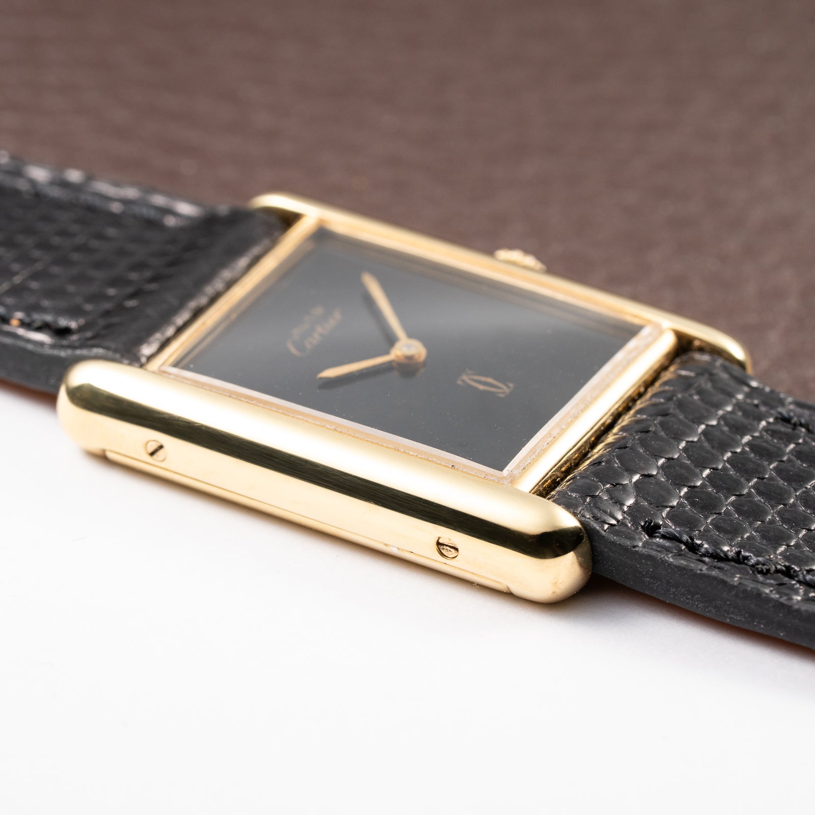 Cartier Tank Must de Black 'Onyx' Dial Vermeil GM from 1990s