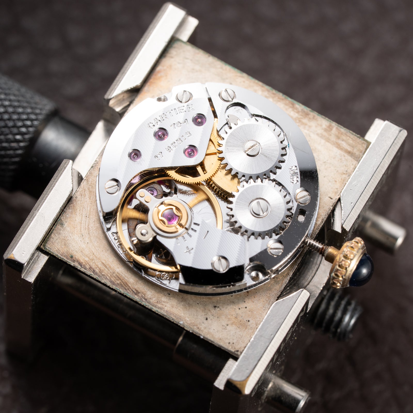 Cartier Tank Must de Black Roman Vermeil GM from 1980s