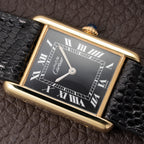 Cartier Tank Must de Black Roman Vermeil GM from 1980s