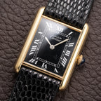 Cartier Tank Must de Black Roman Vermeil GM from 1980s