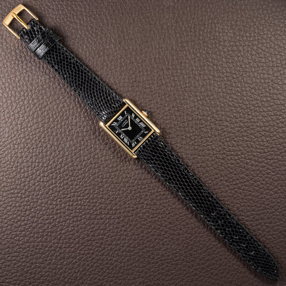 Cartier Tank Must de Black Roman Vermeil GM from 1980s