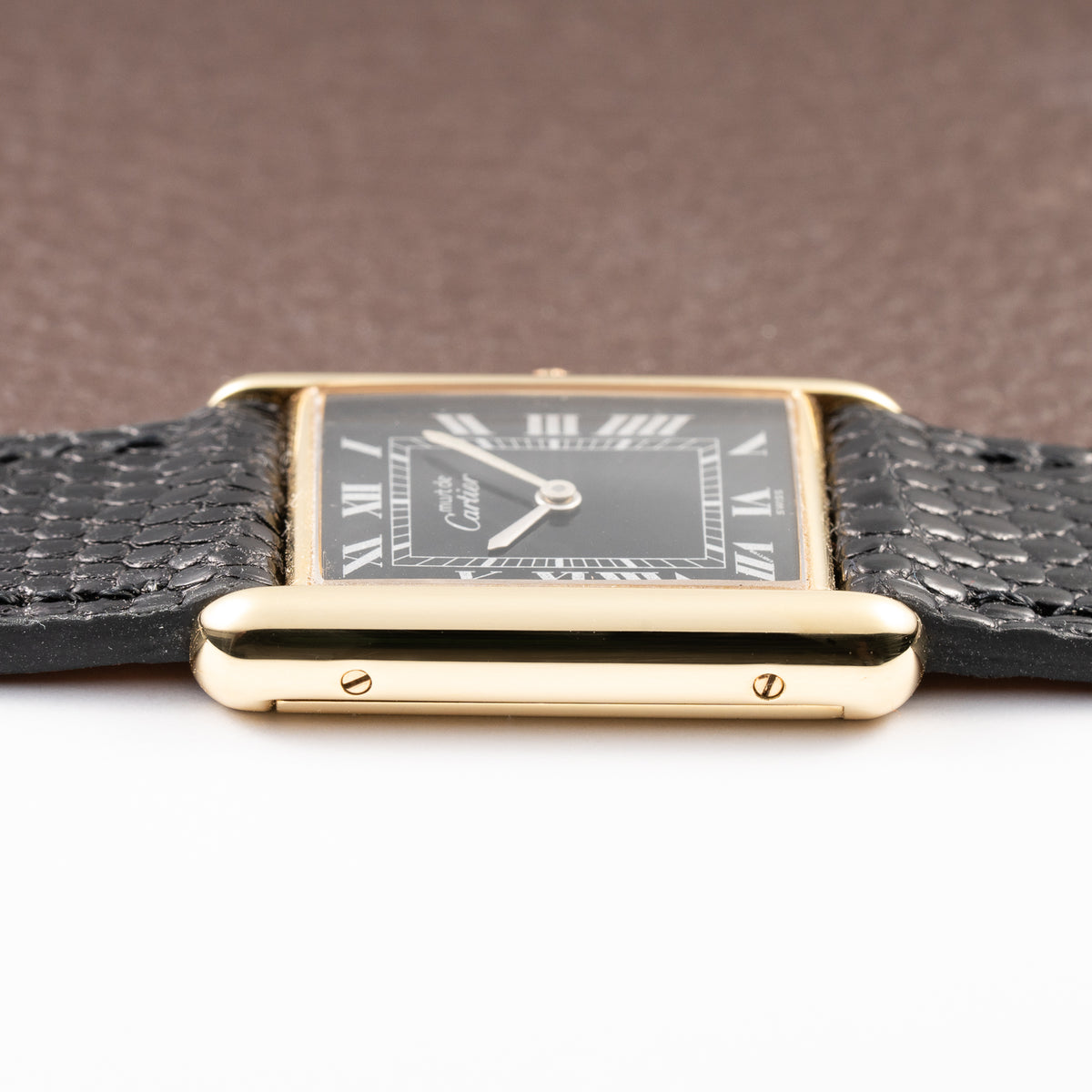 Cartier Tank Must de Black Roman Vermeil GM from 1980s