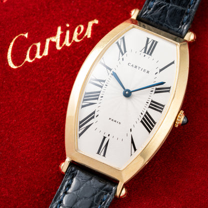 Cartier Tonneau Paris 18K Yellow Gold GM Large Size Pre CPCP 1980s