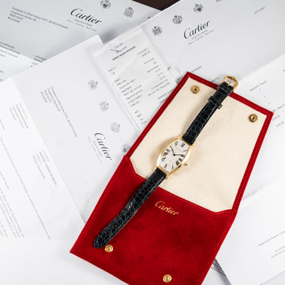 Cartier Tonneau Paris 18K Yellow Gold GM Large Size Pre CPCP 1980s