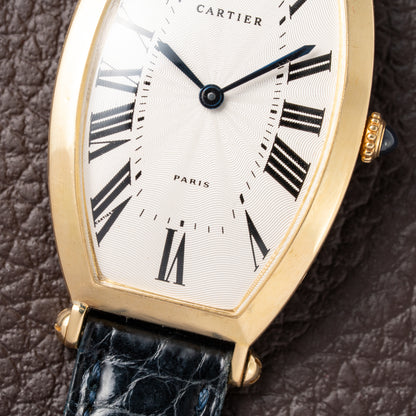 Cartier Tonneau Paris 18K Yellow Gold GM Large Size Pre CPCP 1980s