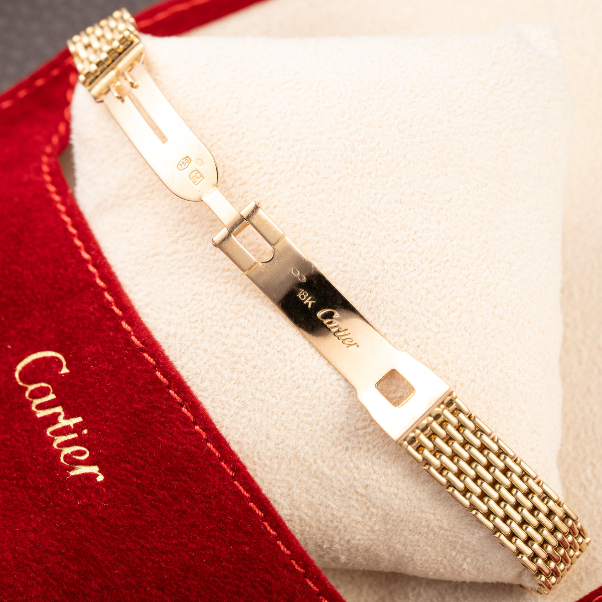 Cartier Tortue Factory Diamond Set 18K Yellow Gold Riz de Grain bracelet PM Quartz Ref 66017 from 1980s