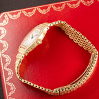 Cartier Tortue Factory Diamond Set 18K Yellow Gold Riz de Grain bracelet PM Quartz Ref 66017 from 1980s