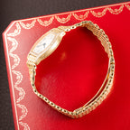 Cartier Tortue Factory Diamond Set 18K Yellow Gold Riz de Grain bracelet PM Quartz Ref 66017 from 1980s