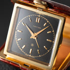 Cartier Travel Alarm Clock 8 Day Black Gilt Dial by Angelus