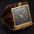 Cartier Travel Alarm Clock 8 Day Black Gilt Dial by Angelus