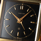 Cartier Travel Alarm Clock 8 Day Black Gilt Dial by Angelus