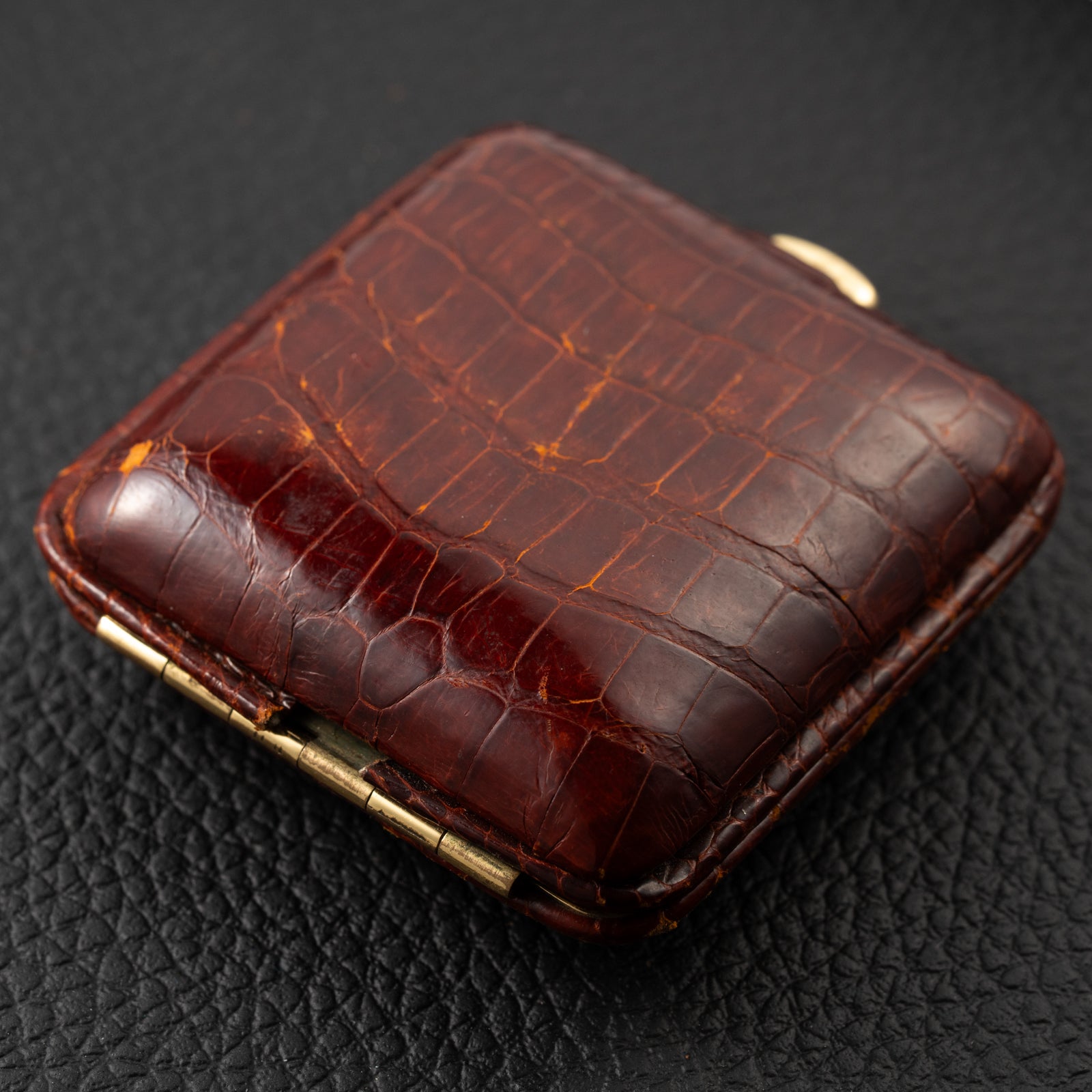 Cartier Travel Alarm Clock 8 Day Black Gilt Dial by Angelus