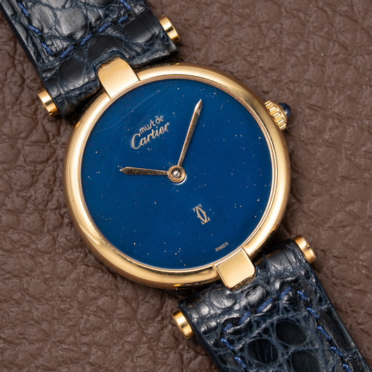 Cartier Must de Vendôme Mantel Lapis Lazuli Vermeil Ref. 590004 from the 1990s