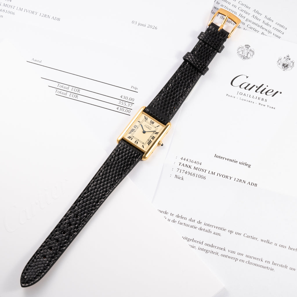 Cartier Tank Must de Lemon Roman Dial Vermeil With Cartier Service 2026 2y Warranty Ref 6 81006 from 1980s
