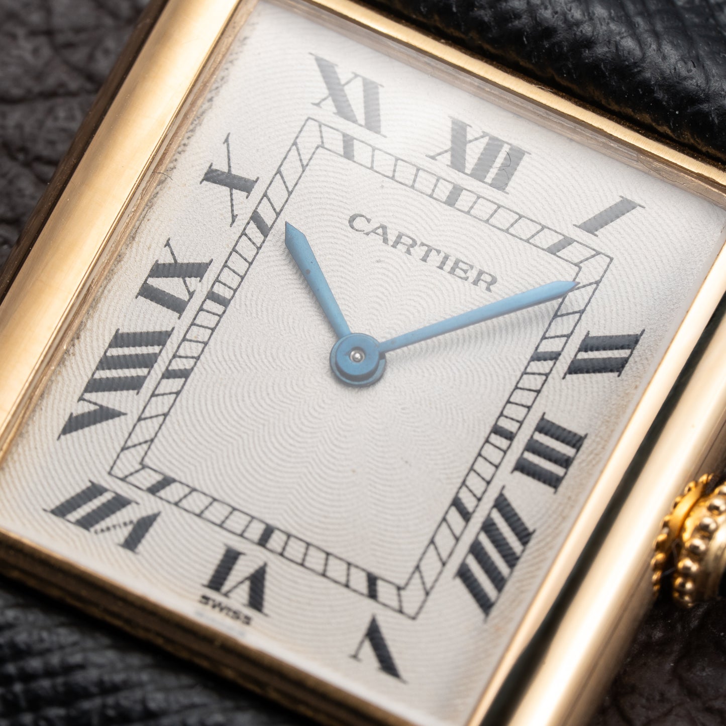 Cartier Tank Extra Plat Guilloché 18K Yellow Gold Full Set Ref 96065 from 1997