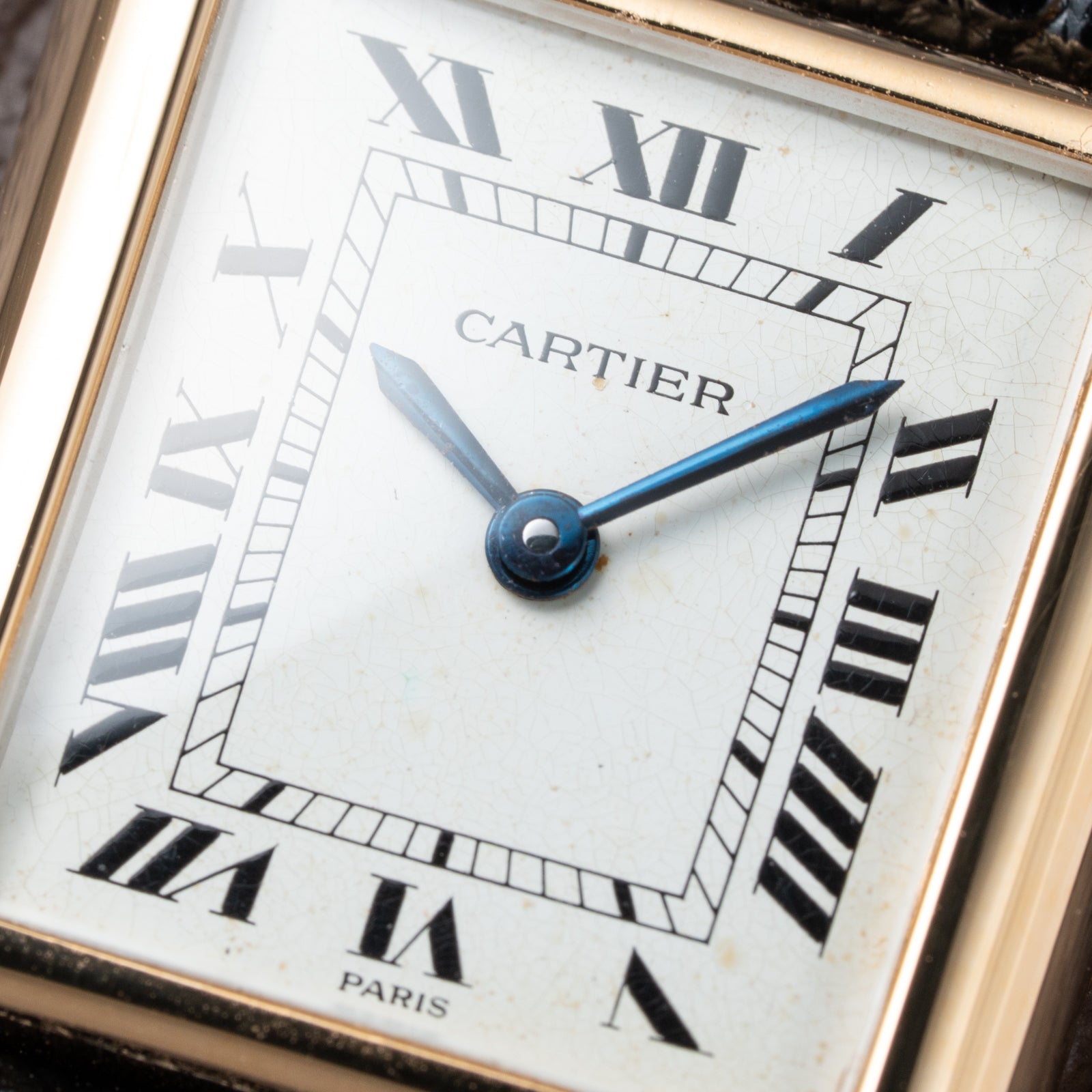 Cartier Tank Louis Paris Dial 18K Yellow Gold PM Ref 78087 from 1980s