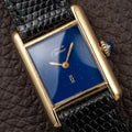 Cartier Tank Lady Must de Vermeil Lapis Lazuli Blue Dial PM From 1980s