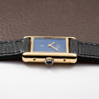 Cartier Tank Lady Must de Vermeil Lapis Lazuli Blue Dial PM From 1980s