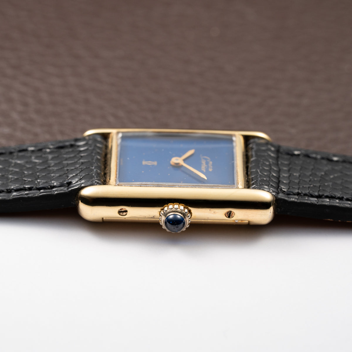 Cartier Tank Lady Must de Vermeil Lapis Lazuli Blue Dial PM From 1980s