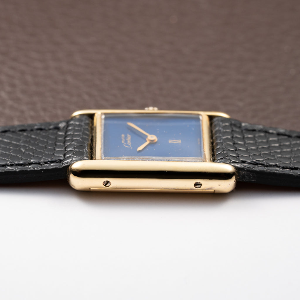 Cartier Tank Lady Must de Vermeil Lapis Lazuli Blue Dial PM From 1980s