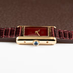 Cartier Must de Tank Vermeil Burgundy Red Dial PM 1980s