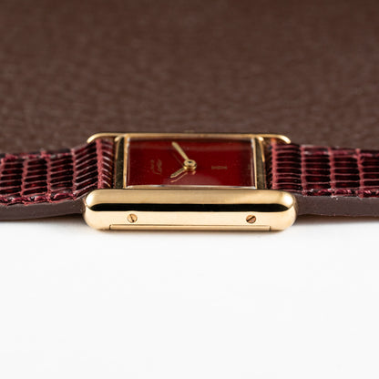 Cartier Must de Tank Vermeil Burgundy Red Dial PM 1980s