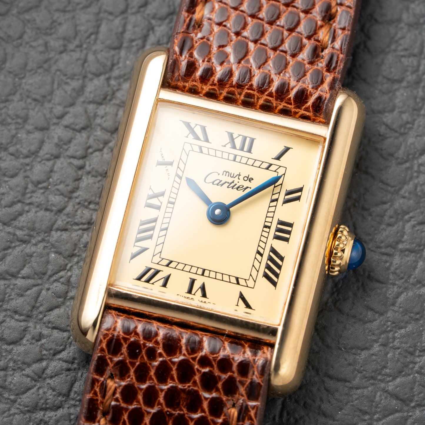 Cartier Tank Must de Roman Lemon Dial Vermeil PM 1980s