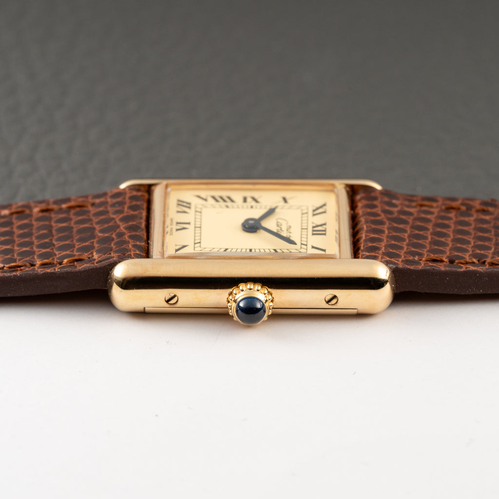 Cartier Tank Must de Roman Lemon Dial Vermeil PM 1980s
