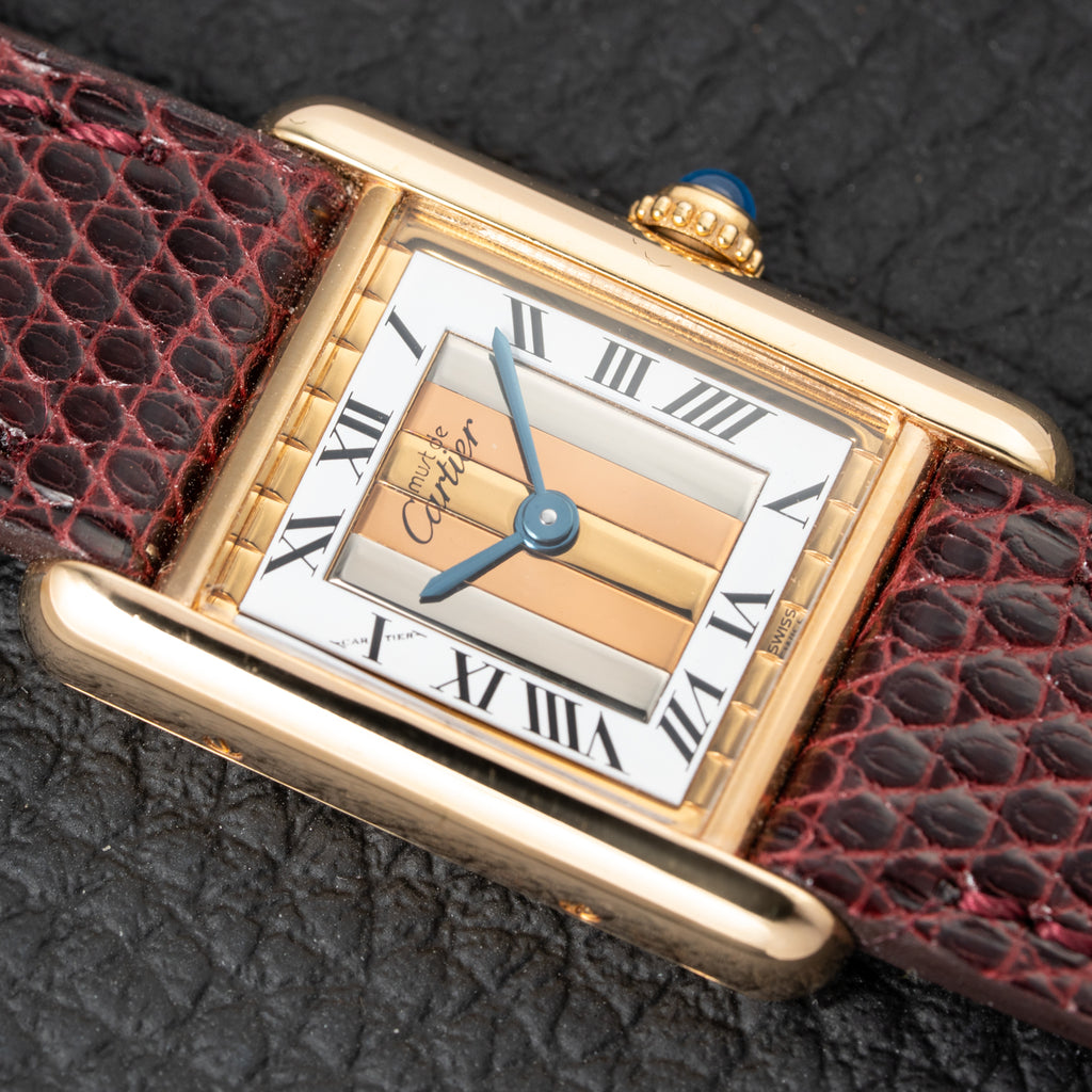 Cartier Tank Must de Vermeil ‘Trinity' Tricolor Dial PM Ref 5057001 from 1990s