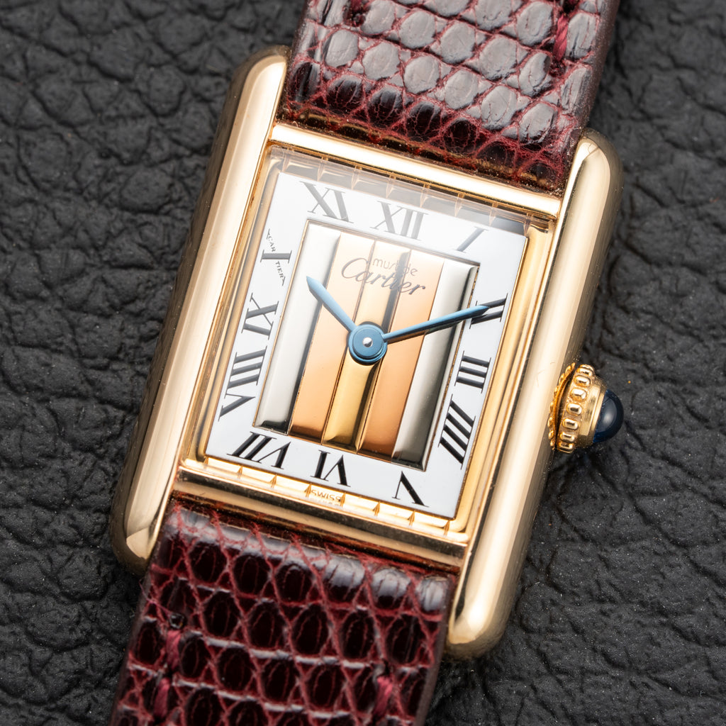 Cartier Tank Must de Vermeil ‘Trinity' Tricolor Dial PM Ref 5057001 from 1990s
