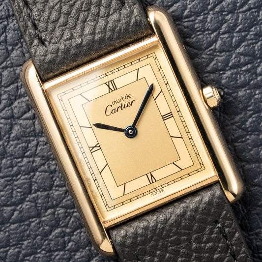 Cartier Must de Tank Vermeil Art Deco Roman Dial GM Reference 6 81006