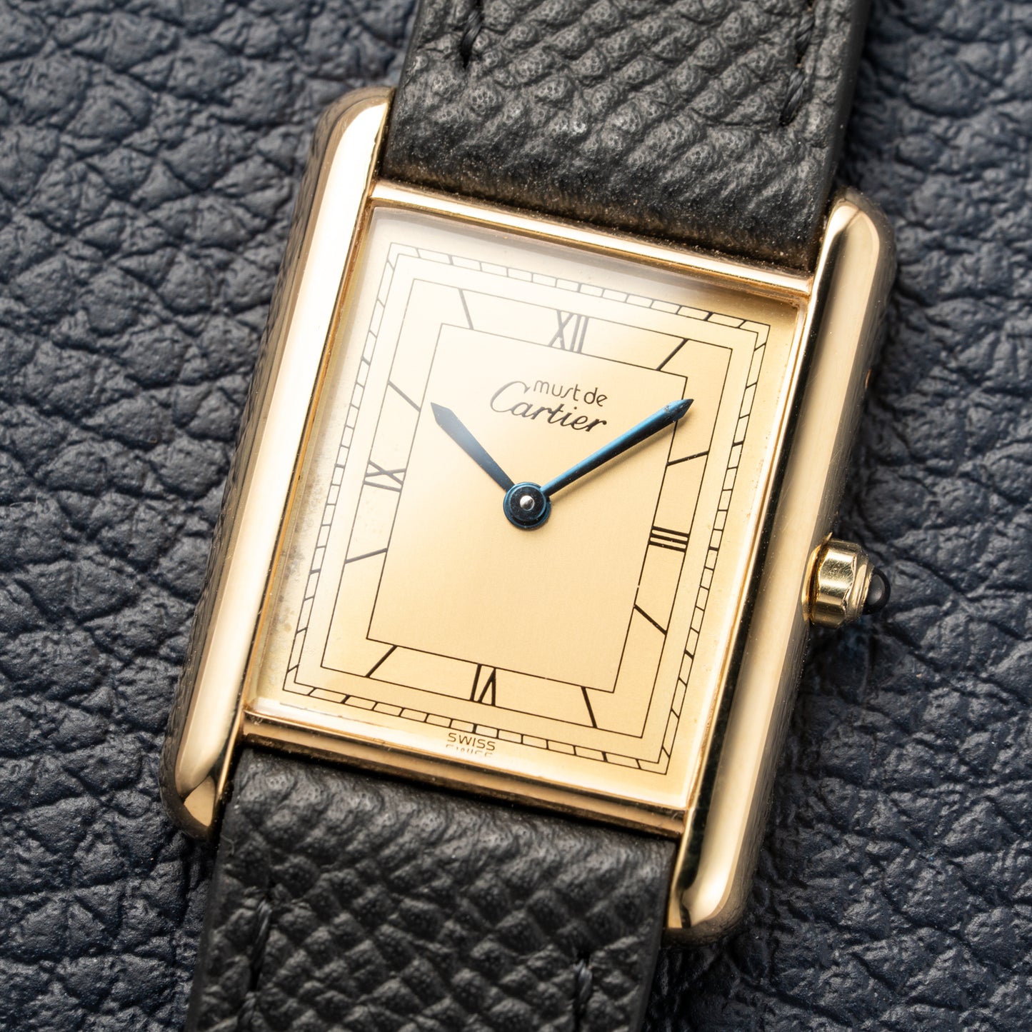 Cartier Must de Tank Vermeil Art Deco Roman Dial GM Reference 6 81006