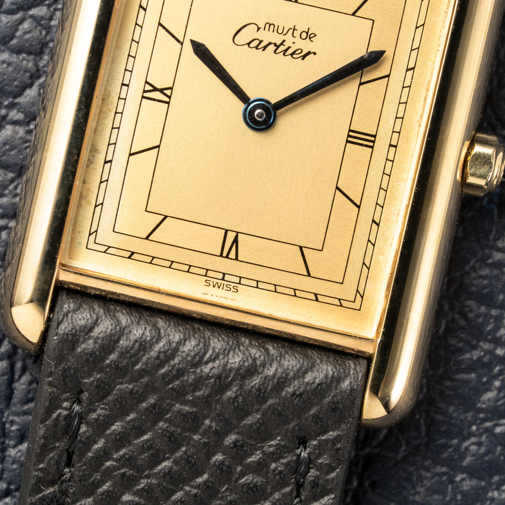 Cartier Must de Tank Vermeil Art Deco Roman Dial GM Reference 6 81006