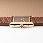 Cartier Tank Must de Vermeil ‘Turtle Shell’ Brown Wood Chocolate Dial PM 1980s